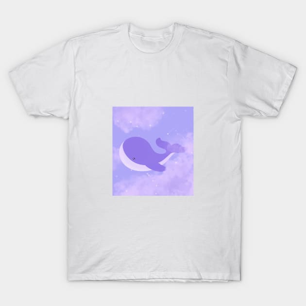 Purple Whale in sky T-Shirt by tinyfloofstar